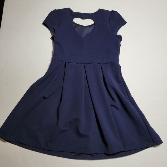 Monteau Girl Dress Dark Navy w/ Diamond Studs - Size 10/12 (M) - Picture 3 of 5